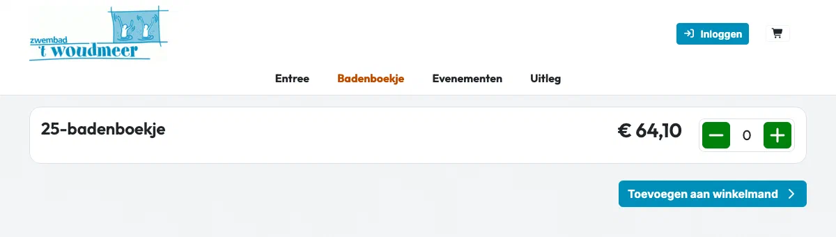 A 25-visit swim pass for sale on a real pool booking page.